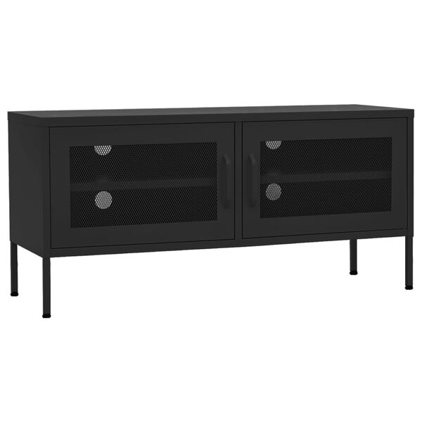 vidaXL Mueble para TV de acero negro 105x35x50 cm