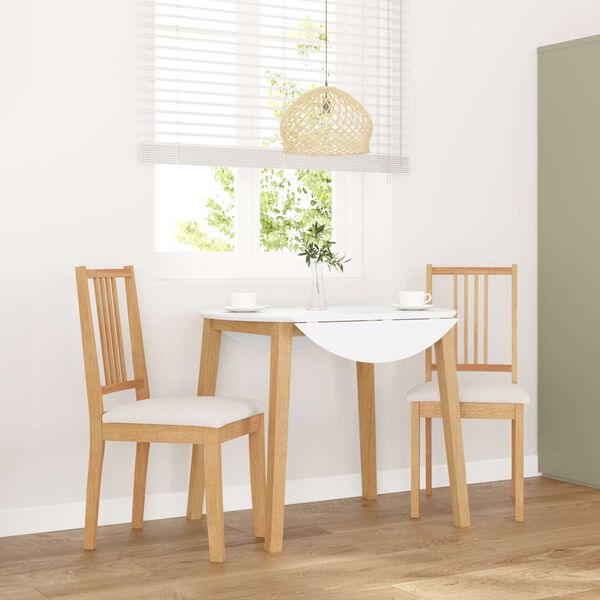 vidaXL Sillas de comedor con cojines 2uds madera maciza natural caucho