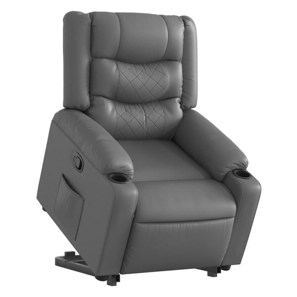vidaXL Sill&oacute;n reclinable elevable cuero artificial gris