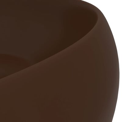 vidaXL Lavabo de lujo redondo cerámica marrón oscuro mate 40x15 cm