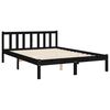 vidaXL Estructura cama de matrimonio con cabecero madera maciza negro