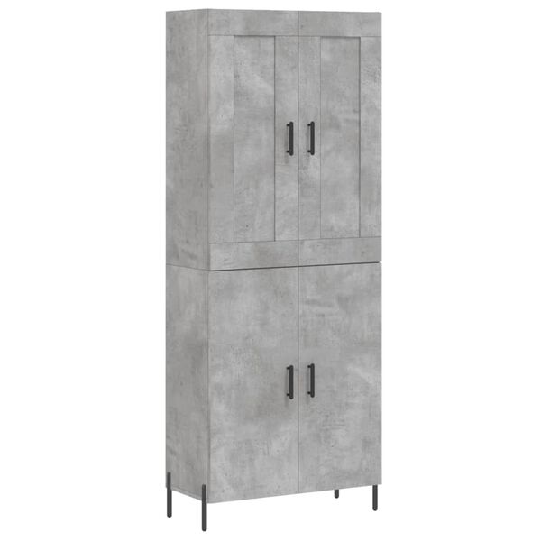 vidaXL Aparador alto madera contrachapada gris hormig&oacute;n 69,5x34x180 cm