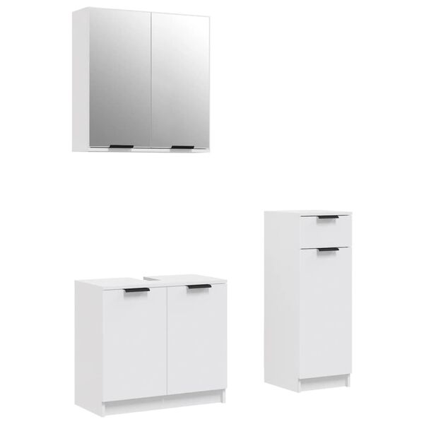 vidaXL Set de muebles de ba&ntilde;o 3 piezas madera contrachapada blanco