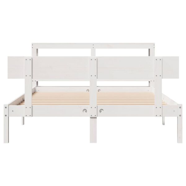 vidaXL Estructura de cama sin colch&oacute;n madera de pino blanca 140x190 cm