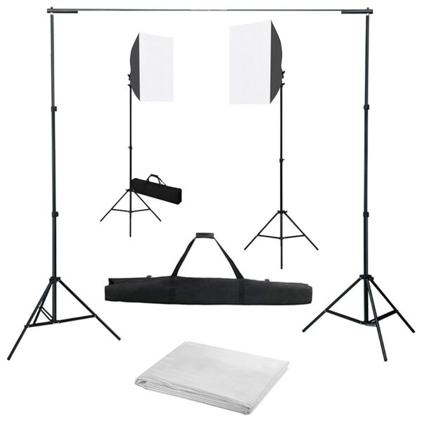 vidaXL Kit de estudio fotográfico con luces softbox y fondo