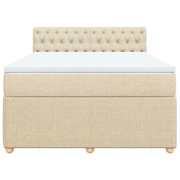 vidaXL Cama box spring con colch&oacute;n tela color crema 140x200 cm