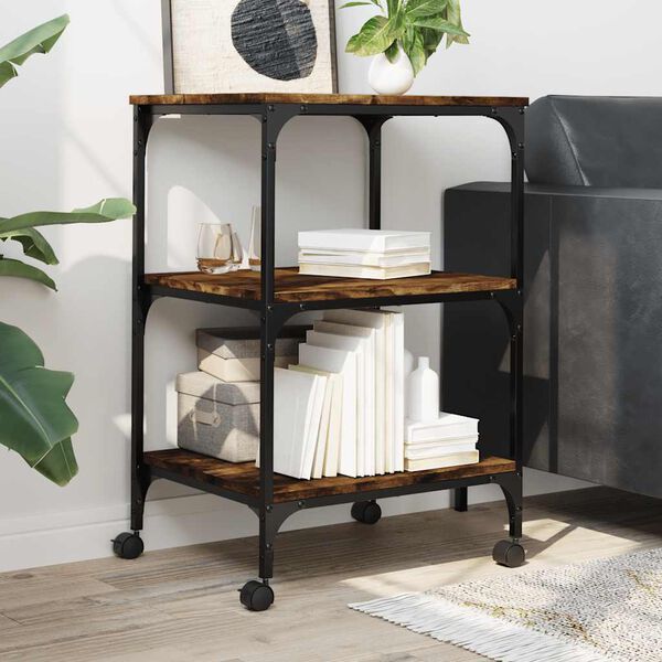 vidaXL Soporte de impresora 3 niveles roble ahumado 50x41x75 cm