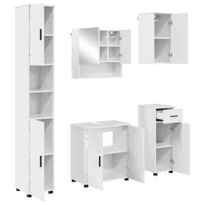 vidaXL Juego de muebles de ba&ntilde;o con caj&oacute;n con puerta 5 pcs brillante