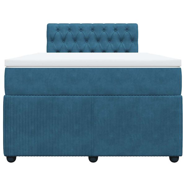 vidaXL Cama box spring con colch&oacute;n terciopelo azul 120x200 cm