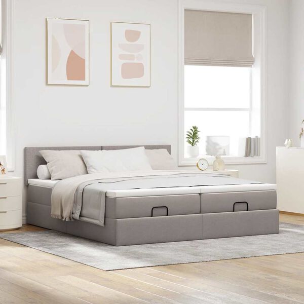 vidaXL Estructura de cama otomana colchones tela gris pardo 160x200cm