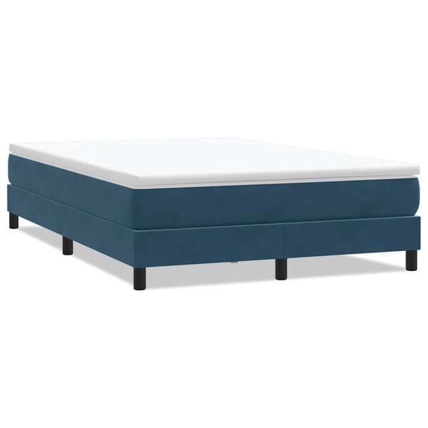 vidaXL Cama box spring sin colch&oacute;n azul oscuro terciopelo 140x220 cm