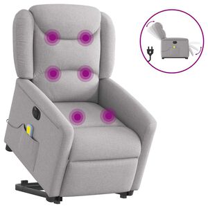 vidaXL Sill&oacute;n de masaje el&eacute;ctrico reclinable elevable tela gris nube