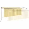 vidaXL Toldo autom&aacute;tico retr&aacute;ctil con persiana amarillo blanco 3x2,5m