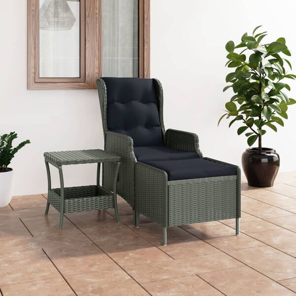 vidaXL Set muebles jard&iacute;n 2 pzas rat&aacute;n sint&eacute;tico gris claro y cojines