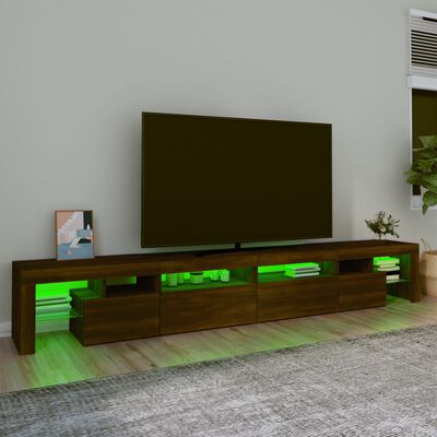 vidaXL Mueble de TV con luces LED marrón roble 260x36,5x40 cm
