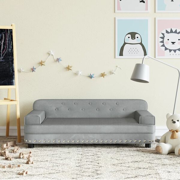 vidaXL Sof&aacute; para ni&ntilde;os de terciopelo gris claro 90x53x30 cm