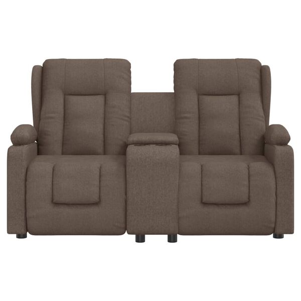 vidaXL Sill&oacute;n de masaje reclinable 2 plazas con portavasos tela taupe
