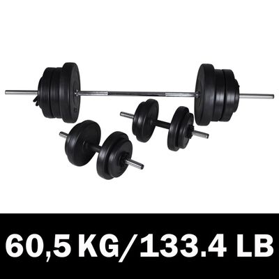 vidaXL Banco de musculación con pesas y mancuernas 60,5 kg
