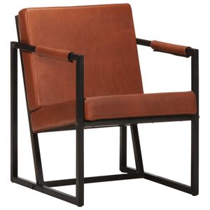 vidaXL Sill&oacute;n de cuero aut&eacute;ntico marr&oacute;n