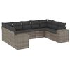 vidaXL Set de muebles de jard&iacute;n 9 pzas y cojines rat&aacute;n sint&eacute;tico gris