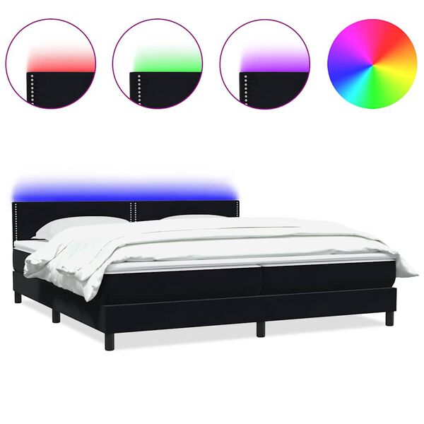 vidaXL Cama box spring con colch&oacute;n y LED terciopelo negro 200x210 cm