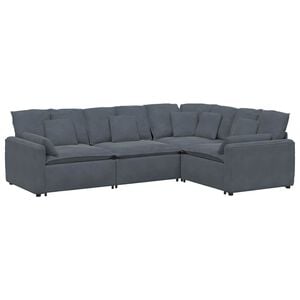 vidaXL Sof&aacute; modular con cojines terciopelo gris oscuro