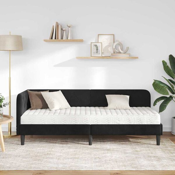 vidaXL Estructura de cama en esquina Negro 80 x 200 cm Terciopelo