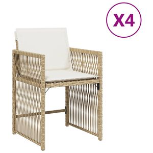 vidaXL Sillas de jard&iacute;n con cojines 4 uds rat&aacute;n sint&eacute;tico beige