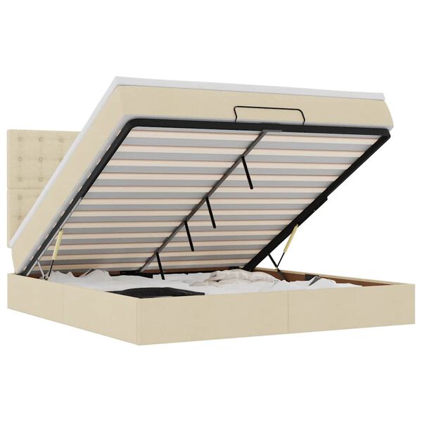 vidaXL Estructura de cama otomana con colch&oacute;n tela crema 160x200cm
