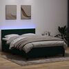 vidaXL Cama box spring con colch&oacute;n y LED terciopelo verde oscuro 160x210 cm