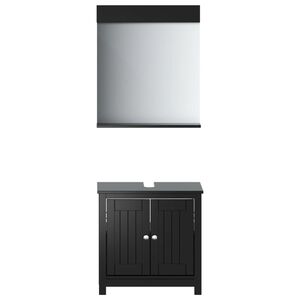 vidaXL Juego de muebles de ba&ntilde;o BERG 2 pzas madera maciza pino negro