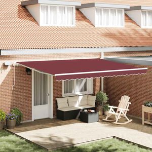 vidaXL Toldo retr&aacute;ctil manual con luces LED burdeos 450x300 cm