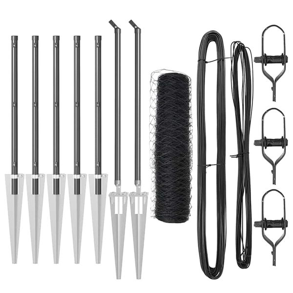 vidaXL Poste de Valla Gris 10 x 1 m (malla de 36 mm) Acero y PVC