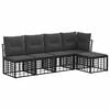 vidaXL Conjunto de sof&aacute;s de exterior 5 uds. 5 plaza Negro Poli&eacute;ster