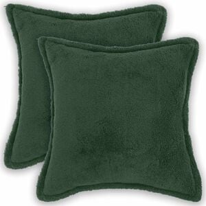 vidaXL Funda de almohada 2 pcs HOUTEN Verde oscuro 30 x 30 cm Boucl&eacute;
