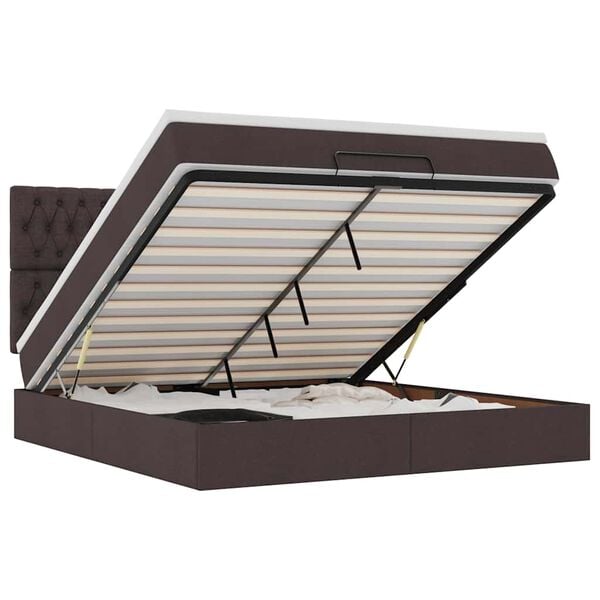 vidaXL Estructura cama otomana colch&oacute;n tela marr&oacute;n oscuro 160x200 cm