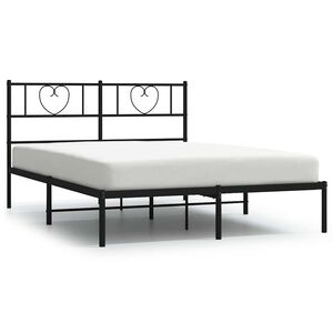 vidaXL Estructura cama sin colch&oacute;n con cabecero metal negro 135x190 cm