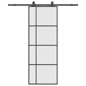 vidaXL Puerta corredera con juego herrajes negro 76x205 cm ESG vidrio