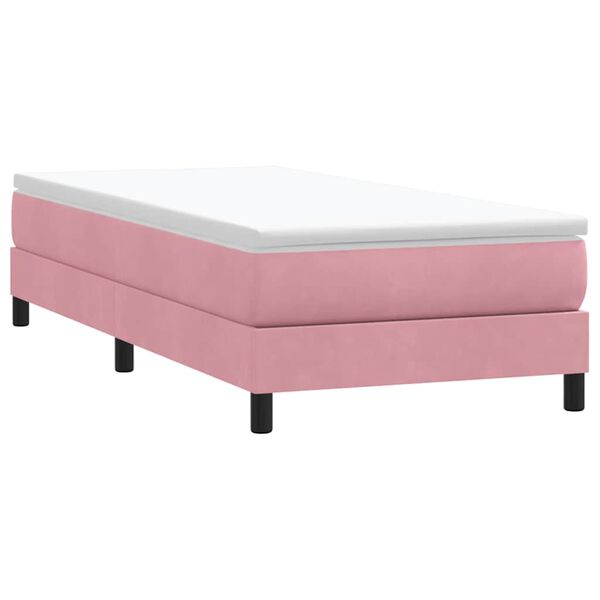 vidaXL Cama box spring sin colch&oacute;n terciopelo rosa 100x210 cm