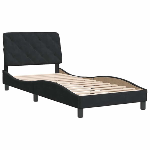 vidaXL Estructura de cama sin colch&oacute;n terciopelo negro 90x190 cm
