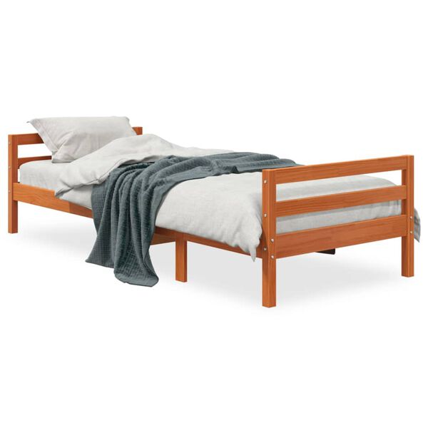 vidaXL Estructura de cama sin colch&oacute;n madera de pino marr&oacute;n 90x200 cm