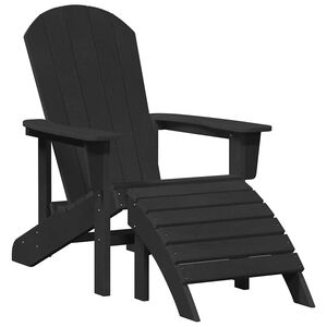 vidaXL Silla Adirondack con cojín Negro 74 x 82 x 92cm HDPE