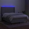 vidaXL Cama box spring colch&oacute;n y luces LED tela gris claro 140x190 cm