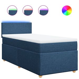 vidaXL Cama box spring con colch&oacute;n tela azul 80x200 cm