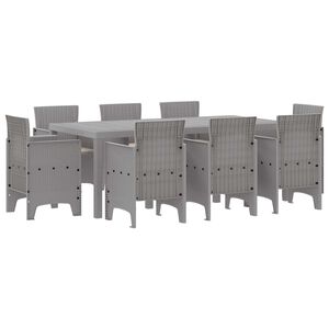 vidaXL Conjunto de Comedor de Jard&iacute;n 9 pcs Gris Claro Polipropileno