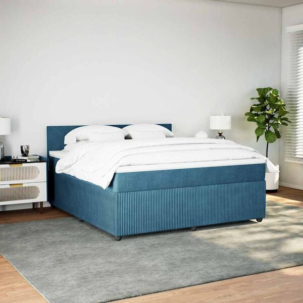 vidaXL Cama box spring con colch&oacute;n terciopelo azul 180x200 cm