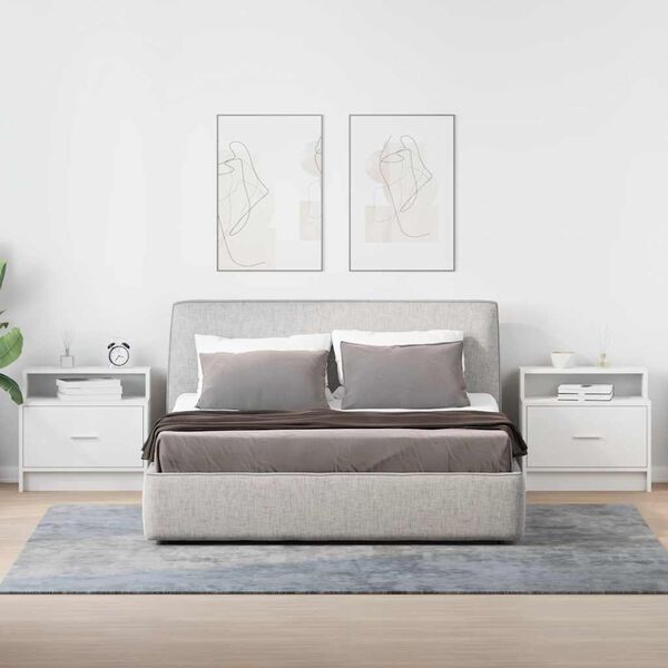 vidaXL Mesillas de noche con cajón 2 uds blanco 51x31x47 cm