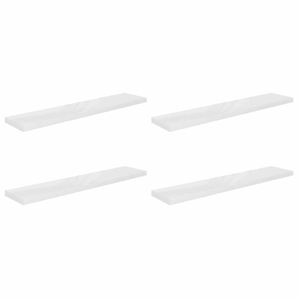 vidaXL Estante flotante pared 4 uds MDF blanco brillo 120x23,5x3,8 cm