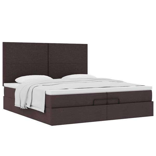 vidaXL Estructura cama otomana colchones tela marr&oacute;n oscuro 200x200cm