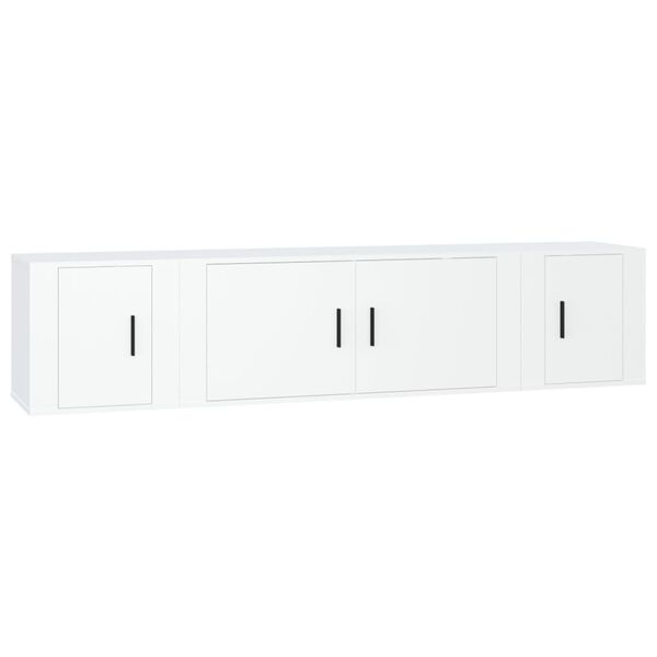 vidaXL Set de muebles de TV 3 piezas madera contrachapada blanco